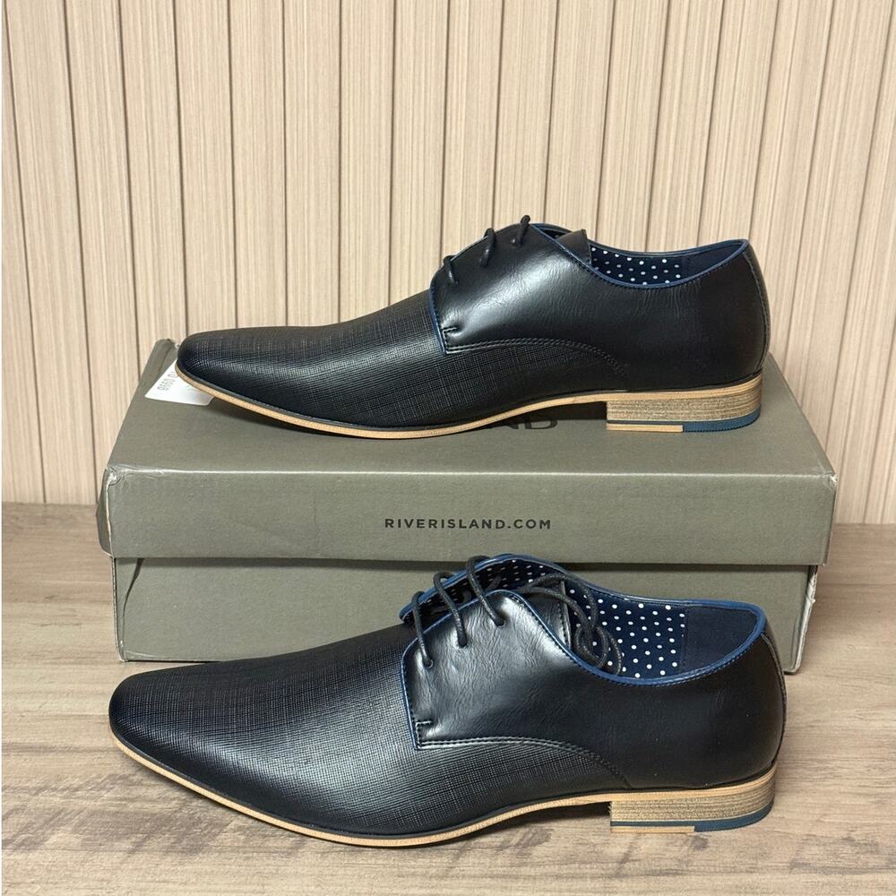 River Island Formal Lace Up Shoes in Black / Blue US11